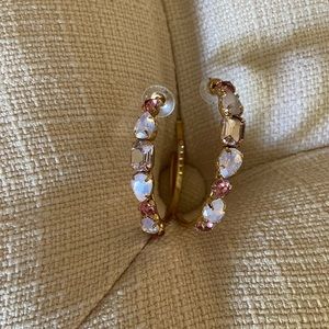 Half hoop earrings with crystal stones